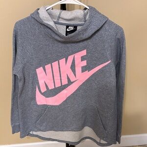 Nike Heather Gray Hoodie with Pink Swoosh